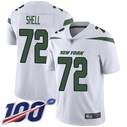 New York Jets Limited White Youth Brandon Shell Road Jersey NFL Football #72 100th Season Vapor Untouchable